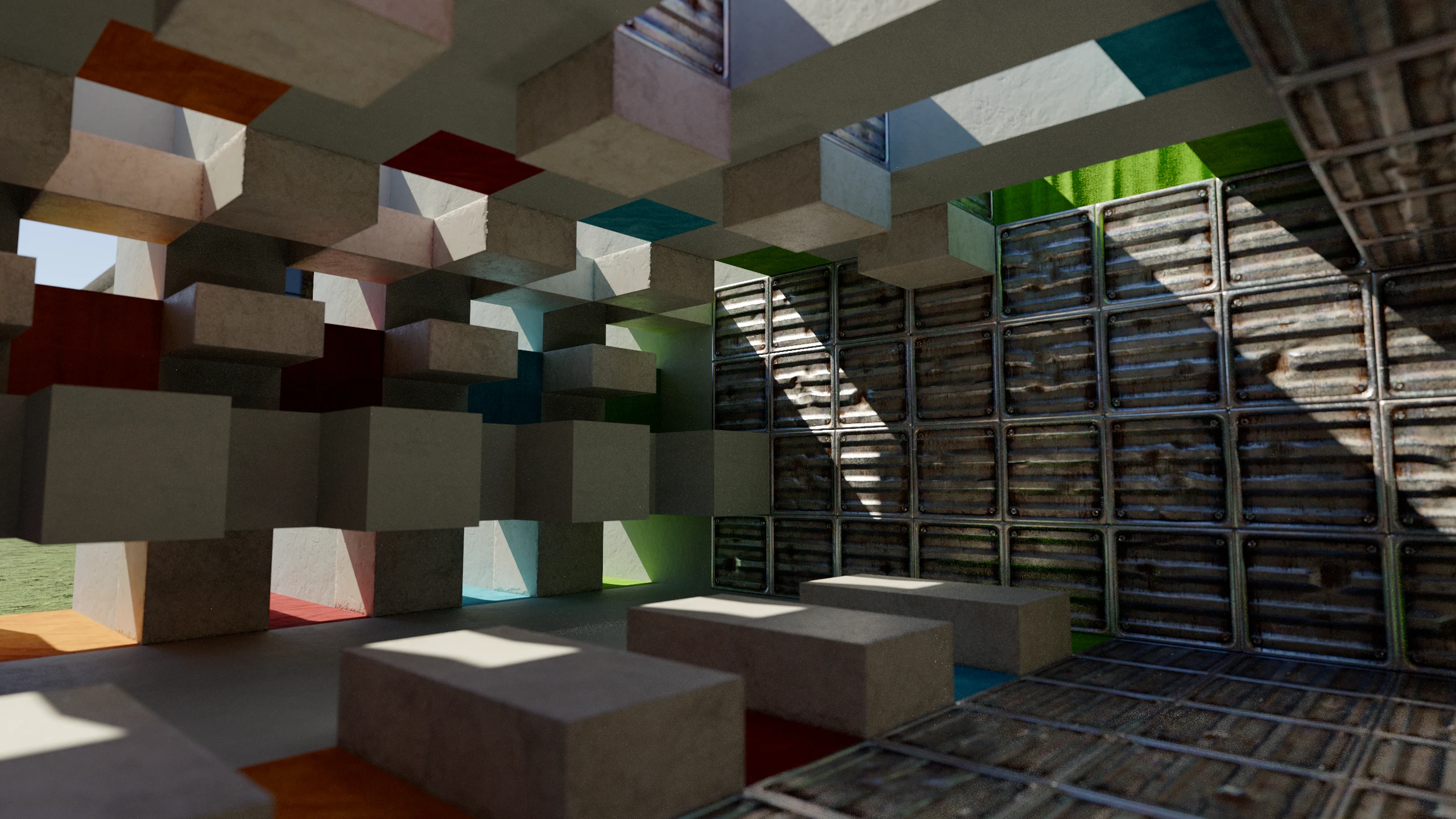 path-traced minecraft scene