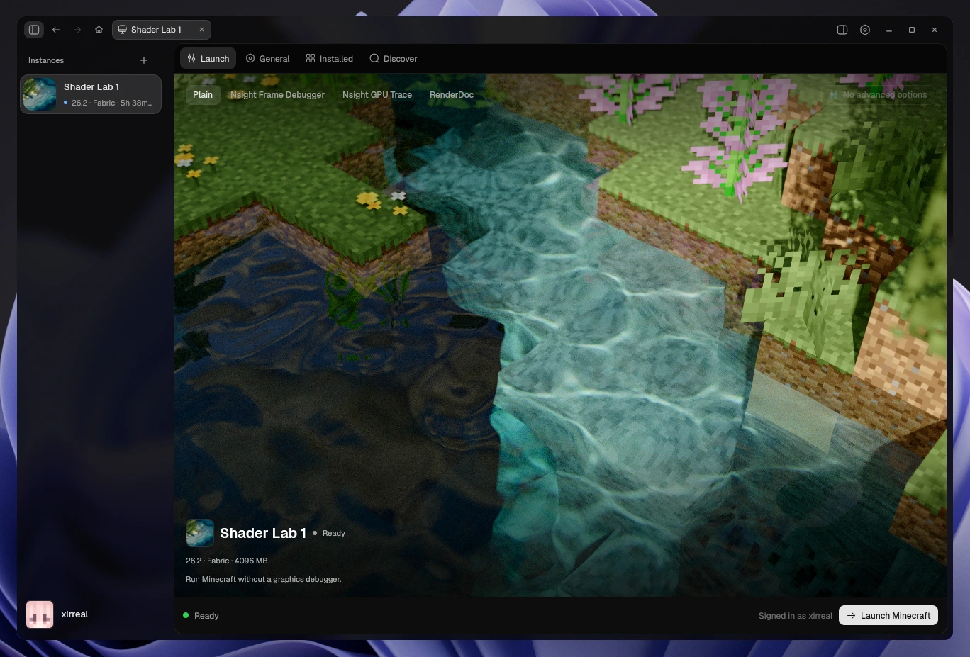 wornsteel minecraft launcher interface